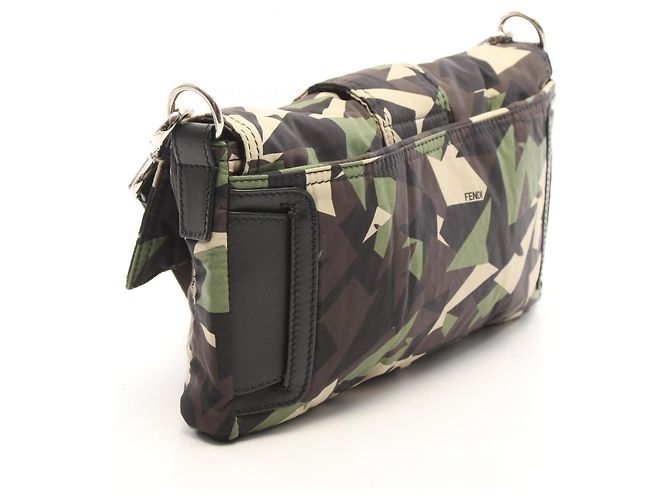 Borsa a spalla Fendi Mamma Baguette Marrone Multicolore Cachi - vista 2