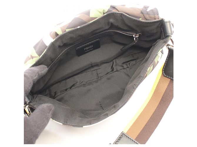 Borsa a spalla Fendi Mamma Baguette Marrone Multicolore Cachi - vista 3