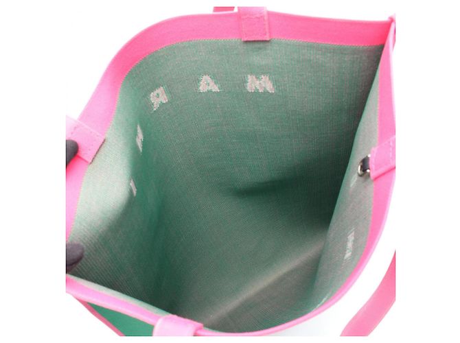Marni Logo Tote Bag Rosa Grün aus Polyester Pink - Ansicht 3