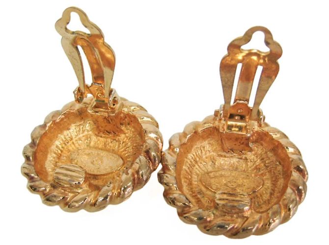 Orecchini a clip vintage Chanel COCO Mark D'oro - vista 3