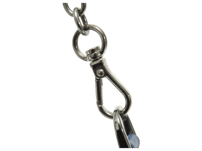 Prada Re-Edition Tessuto Micro Mini Schultertasche mit Kette Blau - Ansicht 20