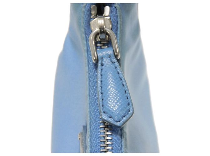Prada Re-Edition Tessuto Micro Mini Schultertasche mit Kette Blau - Ansicht 9