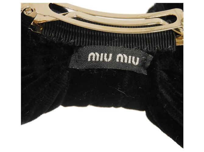 Fermi per capelli Miu Miu in velluto con fiocco Nero - vista 9