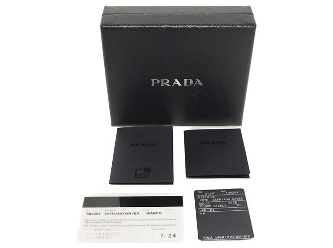 Prada Saffiano Wave Compact Bi-fold Wallet White - view 19