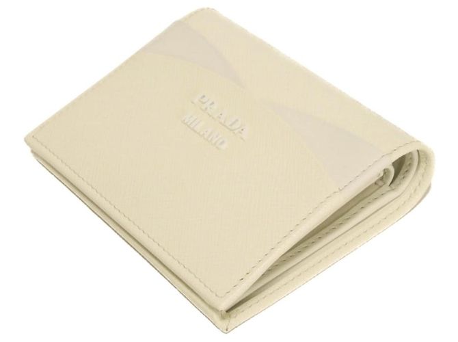 Prada Saffiano Wave Compact Bi-fold Wallet White - view 4