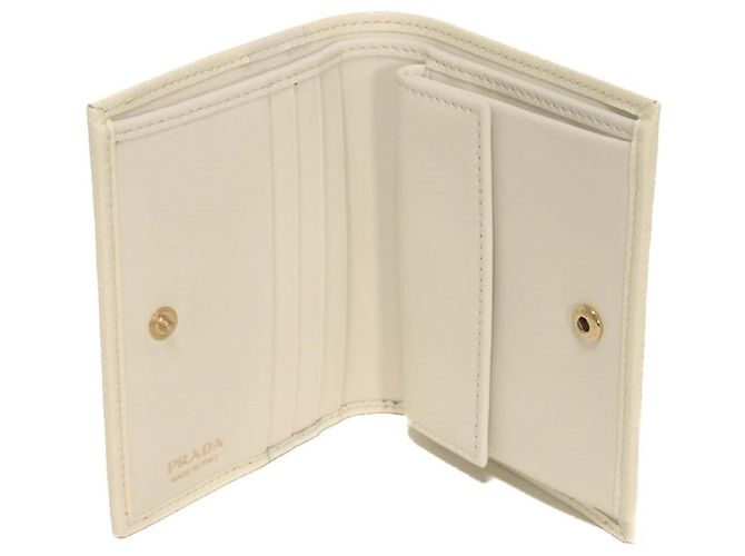 Prada Saffiano Wave Compact Bi-fold Wallet White - view 5
