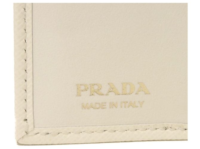 Prada Saffiano Wave Compact Bi-fold Wallet White - view 6