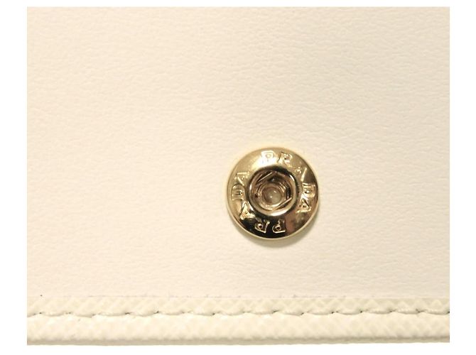 Prada Saffiano Wave Compact Bi-fold Wallet White - view 8