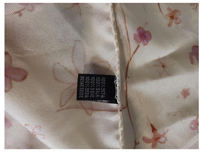 Autre Marque Carré in seta Dior con stampa floreale Rosa Blu Beige - vista 2