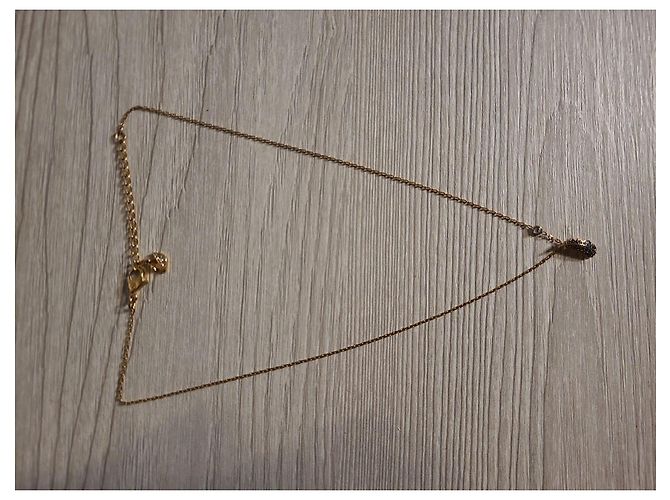 Collana Swarovski con Pendente a Piuma Placcata Oro Nero D'oro - vista 2