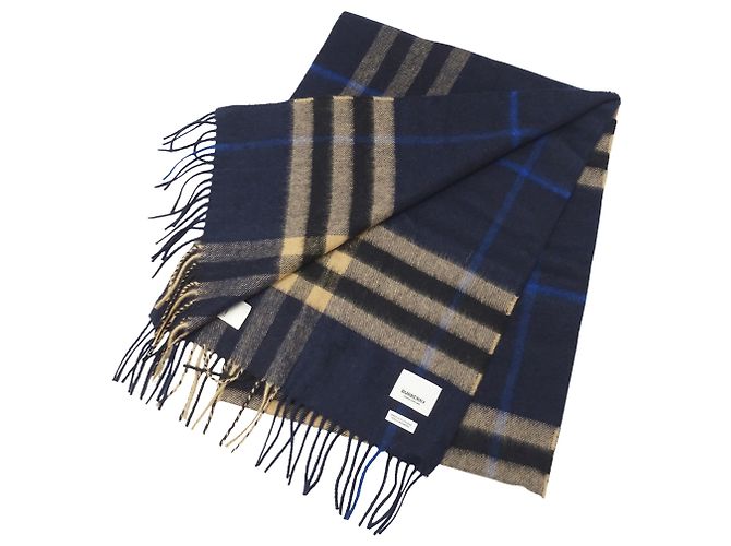 Burberry Kaschmir-Stola Beige Marineblau - Ansicht 2