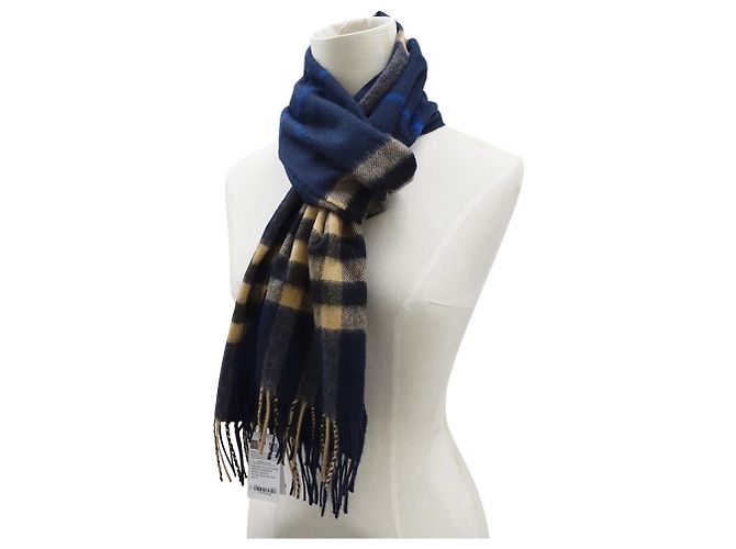Burberry Kaschmir-Stola Beige Marineblau - Ansicht 6
