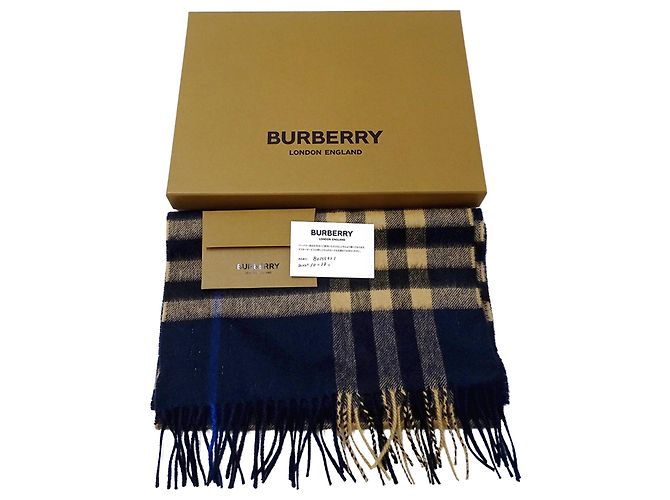 Burberry Kaschmir-Stola Beige Marineblau - Ansicht 7