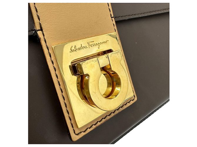 Gancini Borsa a tracolla in pelle marrone Salvatore Ferragamo - vista 8