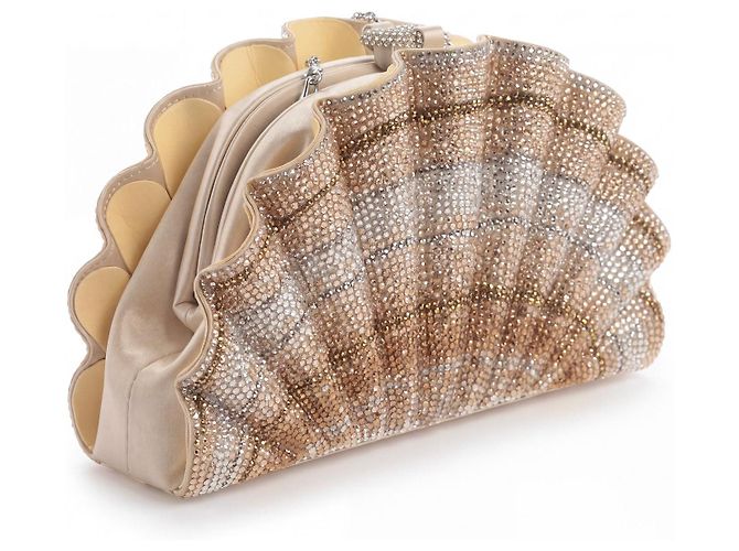 Judith Leiber Clutch a Conchiglia con Cristalli Argento D'oro Silver hardware Gold hardware - vista 2