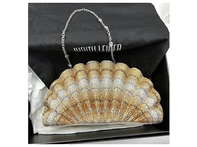 Judith Leiber Clutch a Conchiglia con Cristalli Argento D'oro Silver hardware Gold hardware - vista 4