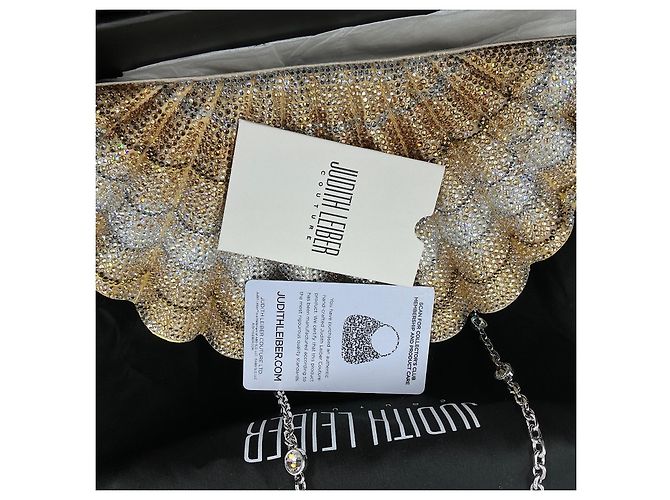 Judith Leiber Clutch a Conchiglia con Cristalli Argento D'oro Silver hardware Gold hardware - vista 5