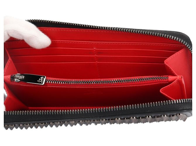 Cartera larga Christian Louboutin Spike Stud Panettone Negro Roja - vista 7