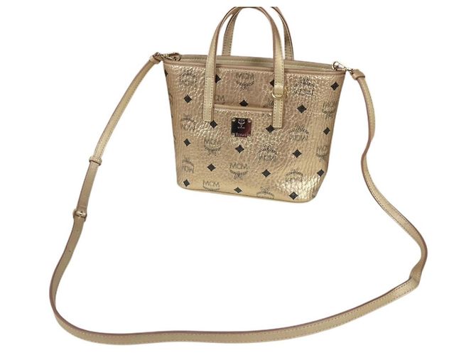 MCM Schultertasche aus goldfarbenem Leder Golden - Ansicht 11
