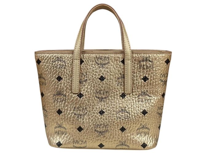 MCM Schultertasche aus goldfarbenem Leder Golden - Ansicht 3