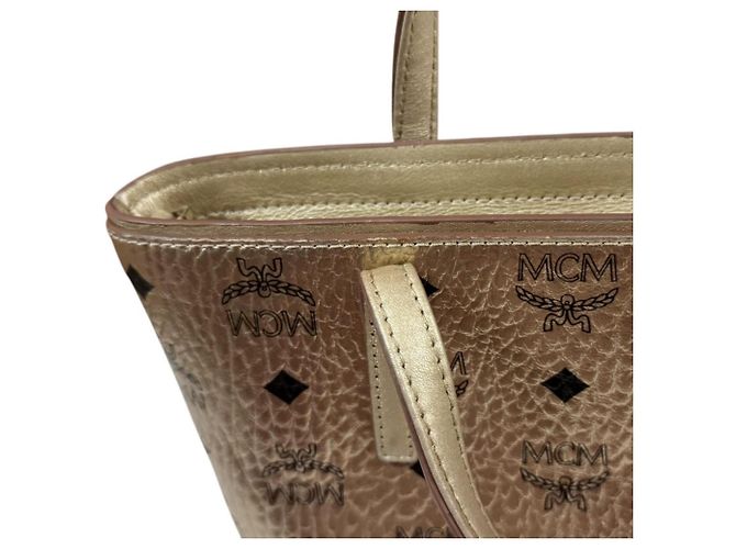 MCM Schultertasche aus goldfarbenem Leder Golden - Ansicht 9