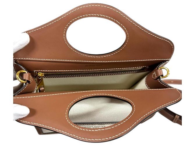 Borsa a tracolla Burberry Logo Pocket Marrone Bianco - vista 10