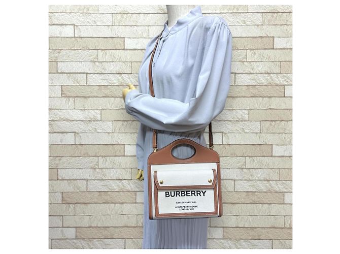 Borsa a tracolla Burberry Logo Pocket Marrone Bianco - vista 2