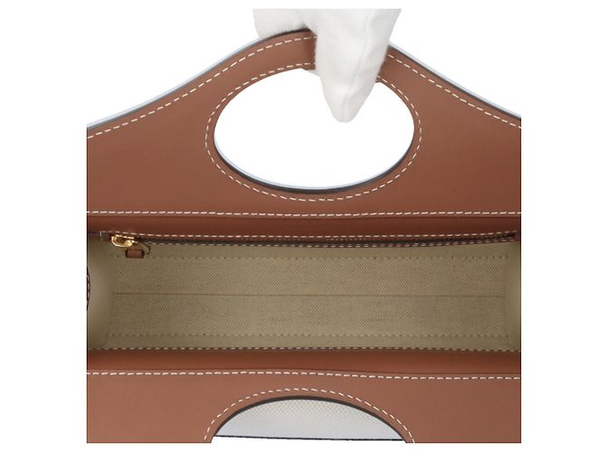 Borsa a tracolla Burberry Logo Pocket Marrone Bianco - vista 8