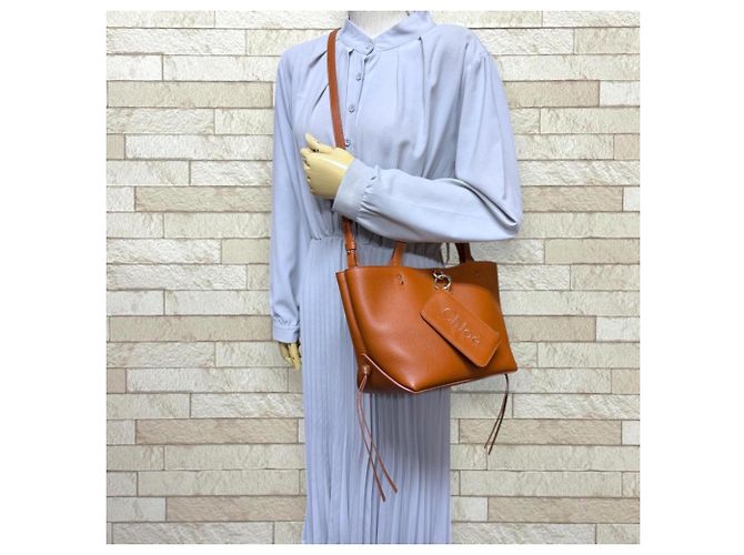 Chloé Chloe Sense Small East-West Tote Shoulder Bag Marrone - vista 2