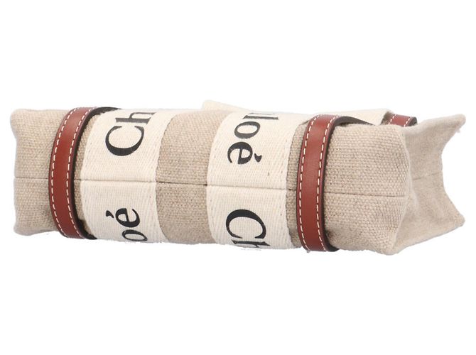 Borsa a tracolla Chloé Mini Tote Woody Marrone Bianco - vista 6