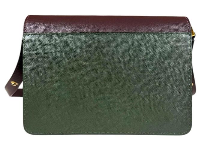 Borsa Trunk Marni a Spalla in Vitello Marrone Verde Blu navy - vista 3