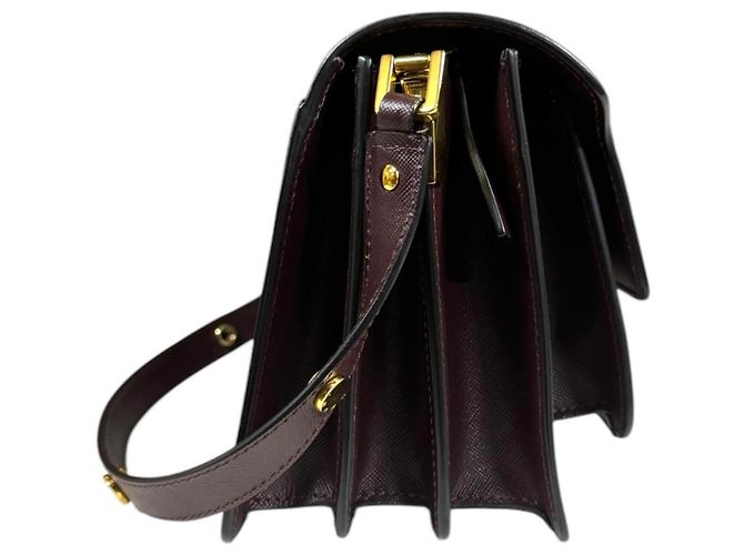 Borsa Trunk Marni a Spalla in Vitello Marrone Verde Blu navy - vista 4
