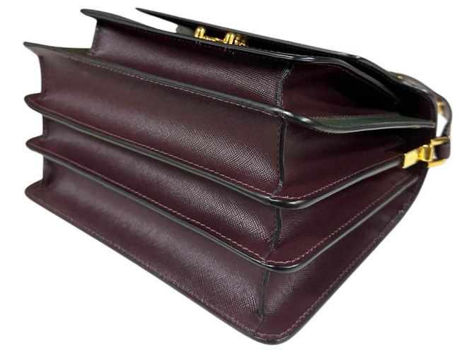 Borsa Trunk Marni a Spalla in Vitello Marrone Verde Blu navy - vista 7