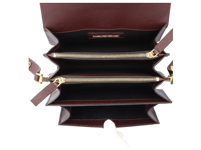 Borsa Trunk Marni a Spalla in Vitello Marrone Verde Blu navy - vista 8