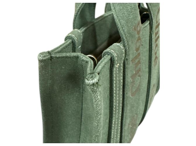 Borsa Tote Piccola Chloé Woody Shoulder Verde Cachi - vista 10
