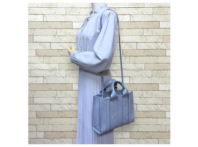 Woody Bolsa de ombro Chloé em couro azul - vista 2