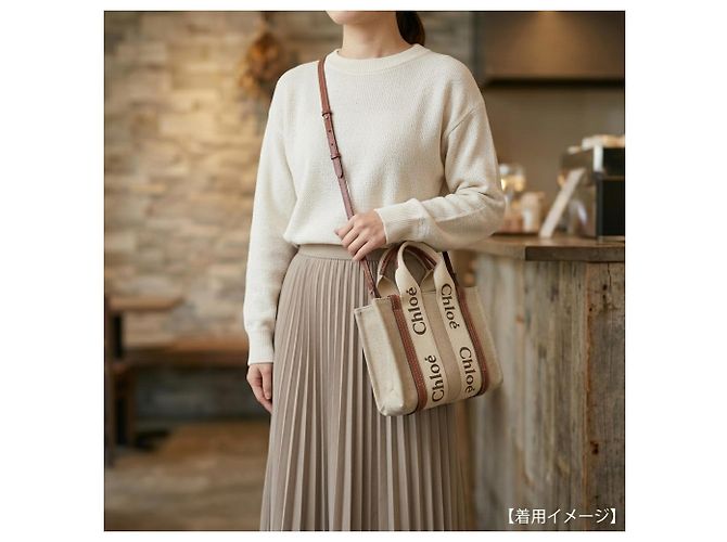 Borsa a spalla Chloé Woody Small Tote Marrone Beige - vista 14