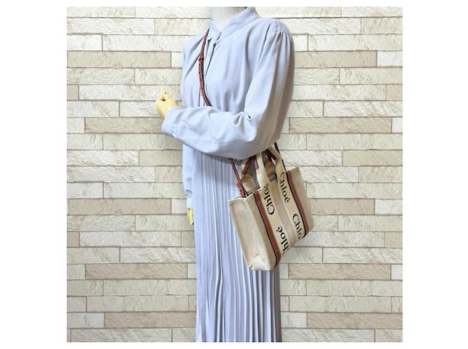 Borsa a spalla Chloé Woody Small Tote Marrone Beige - vista 2