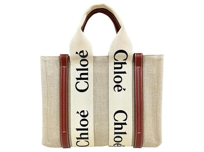 Borsa a spalla Chloé Woody Small Tote Marrone Beige - vista 3