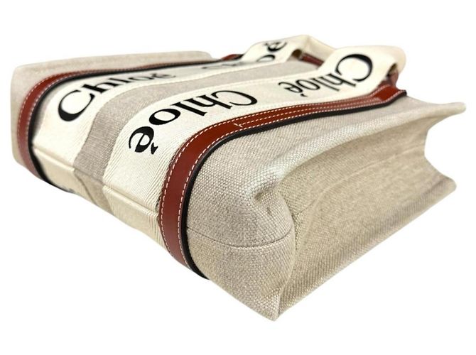 Borsa a spalla Chloé Woody Small Tote Marrone Beige - vista 7