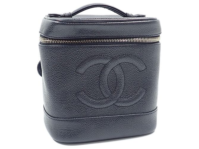 Borsa Vanity Chanel in pelle di vitello martellata nera Nero - vista 2