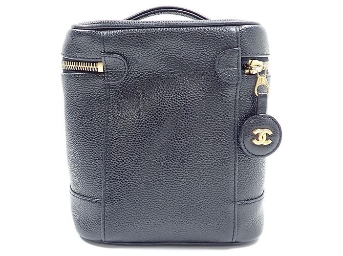 Borsa Vanity Chanel in pelle di vitello martellata nera Nero - vista 3
