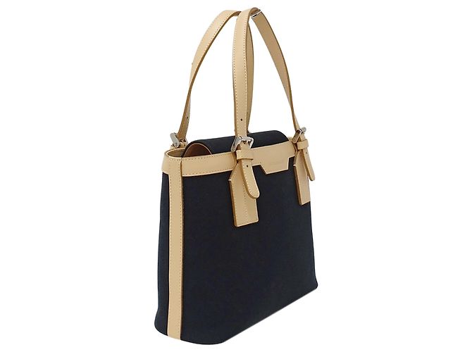 Borsa Burberry in tela Nero Beige - vista 4