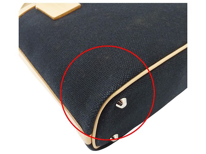 Borsa Burberry in tela Nero Beige - vista 8