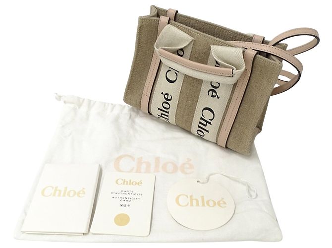 Bolsa de lona Chloé bege rosa - vista 7