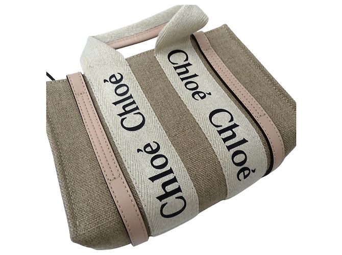 Bolsa de lona Chloé bege rosa - vista 9