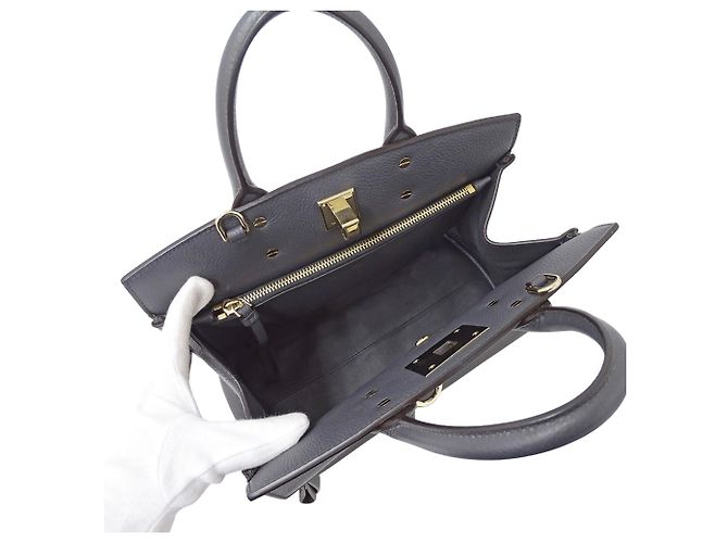 Borsa in pelle grigia Salvatore Ferragamo Marrone - vista 5