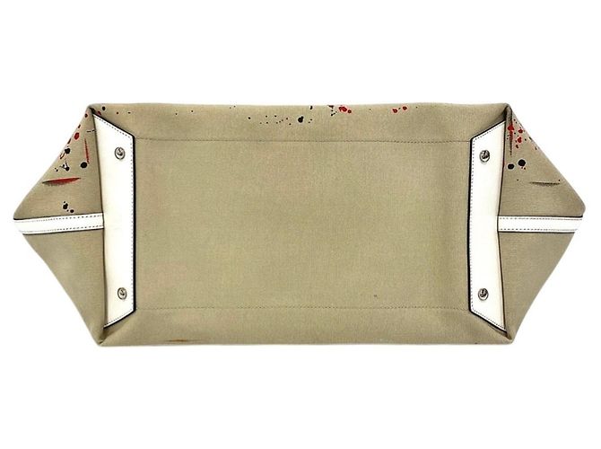 Borsa Tote con borchie Christian Louboutin Frangibus Bianco Rosso Beige - vista 5