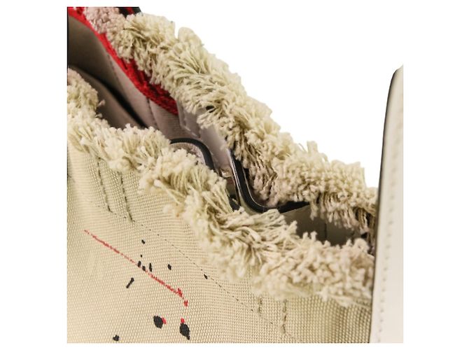 Borsa Tote con borchie Christian Louboutin Frangibus Bianco Rosso Beige - vista 7