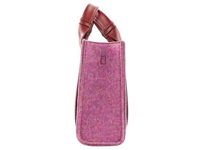 Bolsa de Ombro Chloé Woody Small em Feltro e Couro Vermelho - vista 3